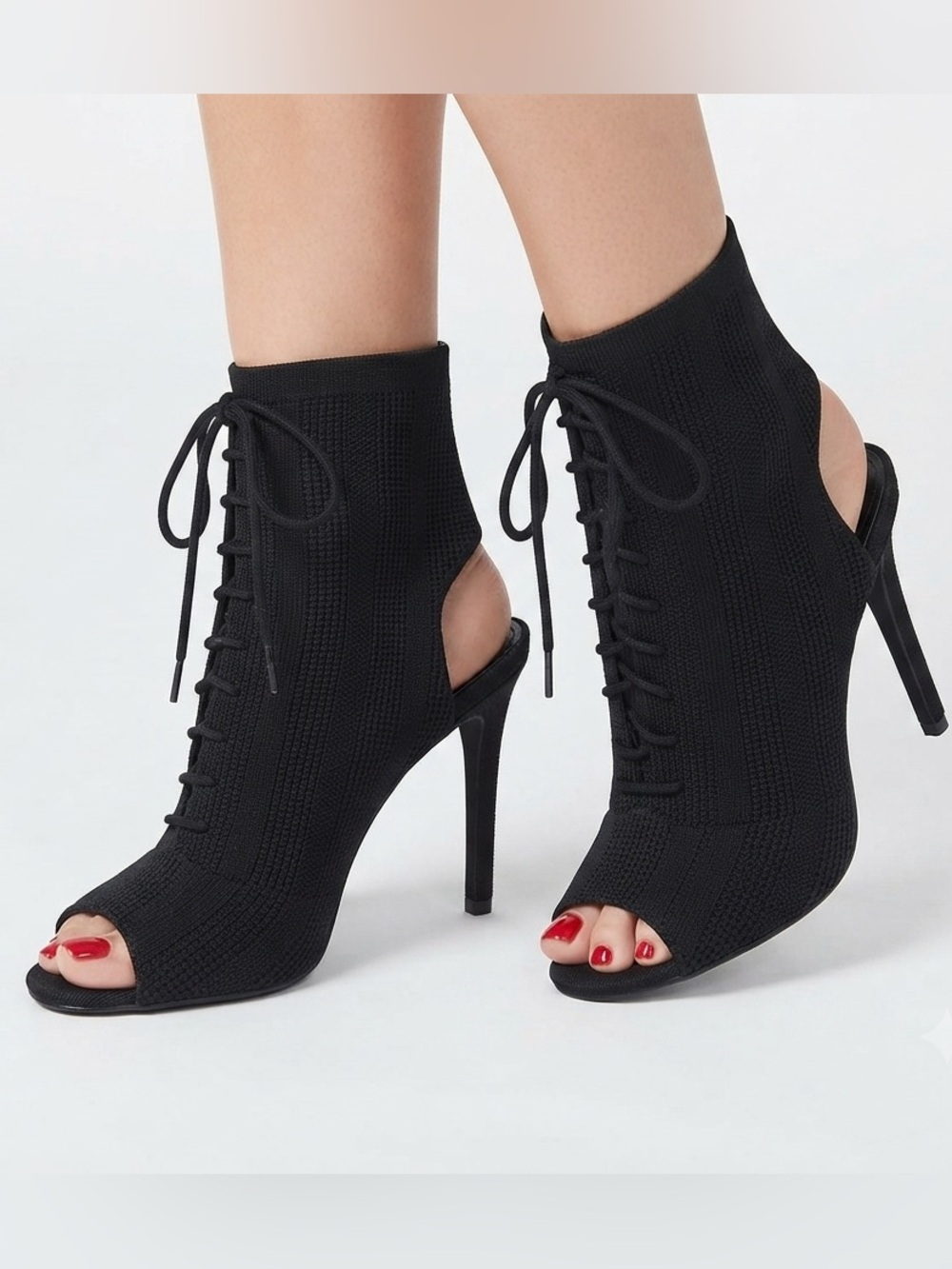 Topshop Black Open-Toe High Heels